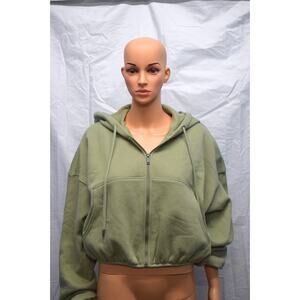 KBB by Kahlana Women's The Zip-Up Hoodie- Olive Green Medium